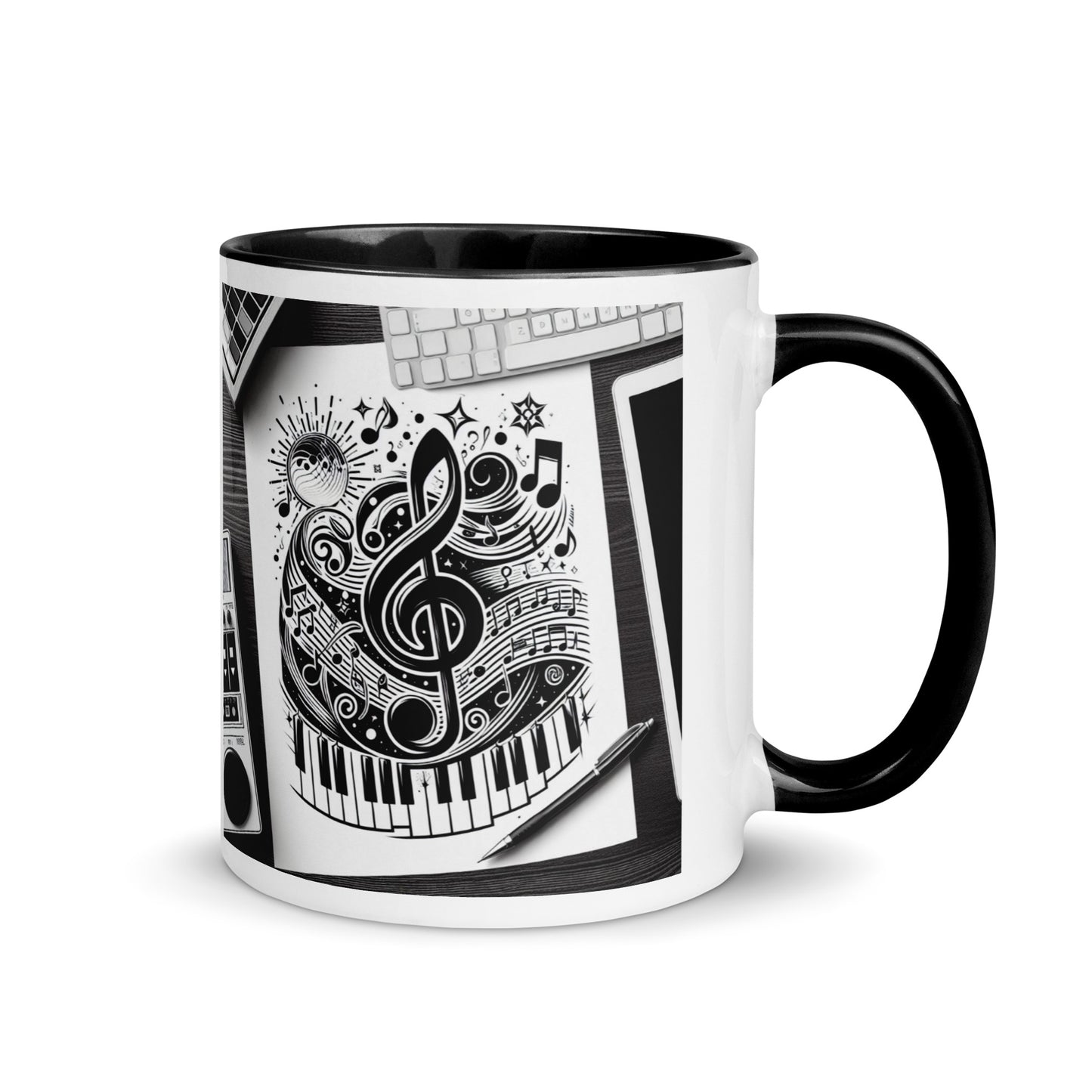 Tasse mit farbiger Innenseite 'Music is life', Teil meiner 'Music is life'-Kollektion