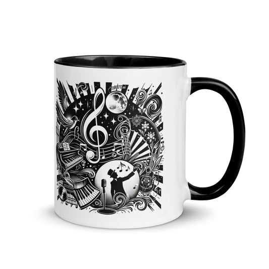 Tasse mit farbiger Innenseite 'Music is life', Teil meiner 'Music is life'-Kollektion