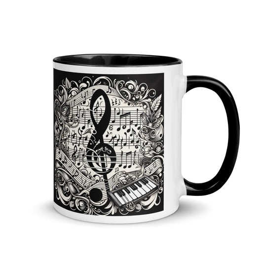 Tasse mit farbiger Innenseite 'Music is life', Teil meiner 'Music is life'-Kollektion