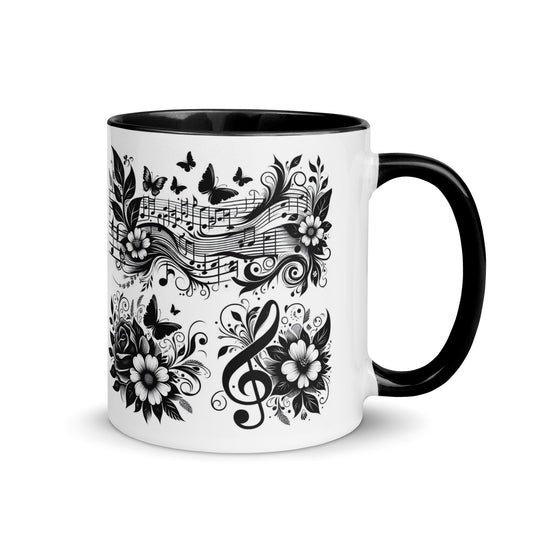 Tasse mit farbiger Innenseite 'Music is life', Teil meiner 'Music is life'-Kollektion