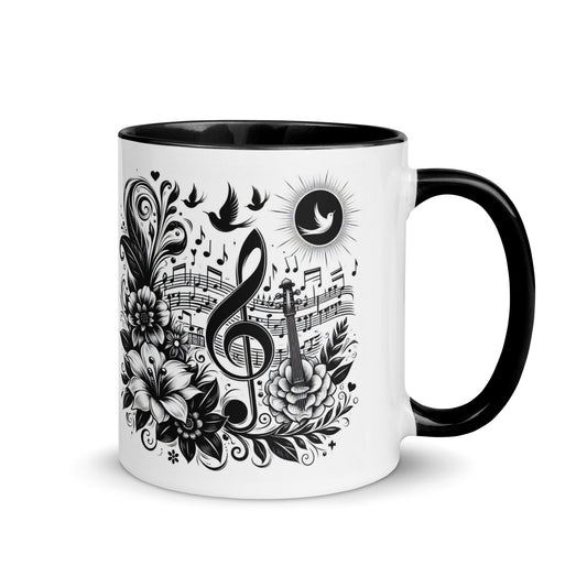 Tasse mit farbiger Innenseite 'Music is life', Teil meiner 'Music is life'-Kollektion