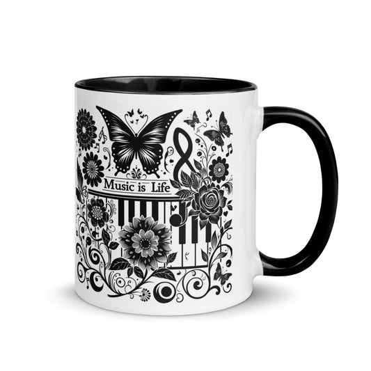 Tasse mit farbiger Innenseite 'Music is life', Teil meiner 'Music is life'-Kollektion