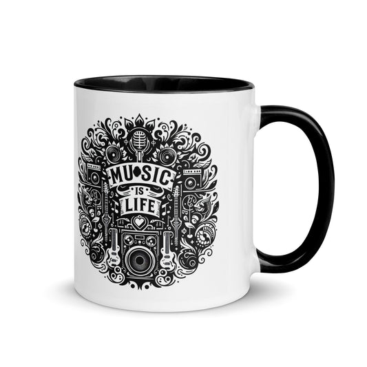 Tasse mit farbiger Innenseite 'Music is life', Teil meiner 'Music is life'-Kollektion