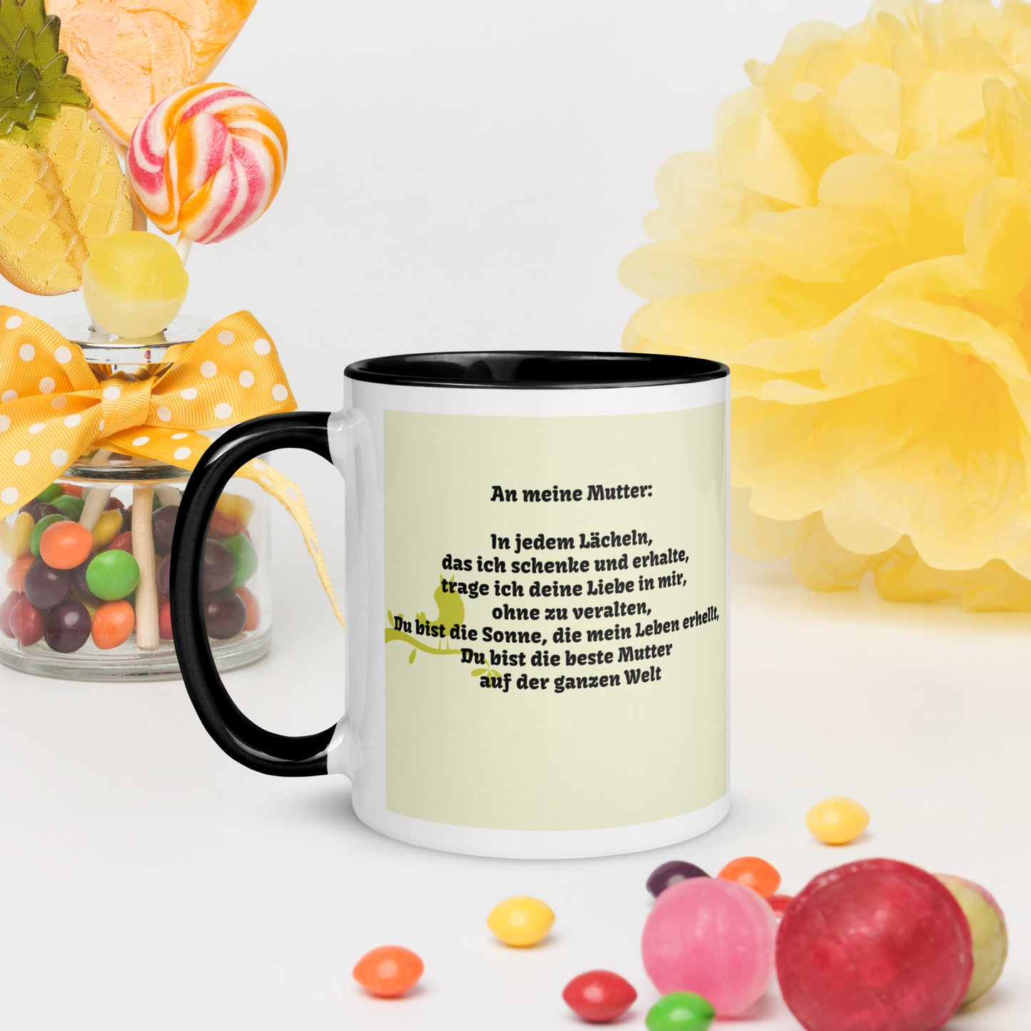 Tasse mit farbiger Innenseite (325 ml) "Happy mother's day"