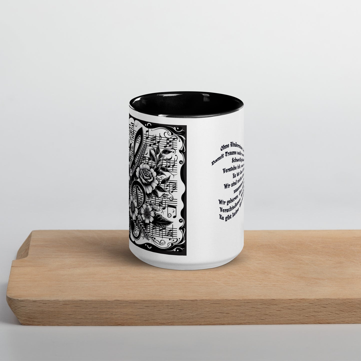 Tasse mit farbiger Innenseite 'Musik & meine Poesie'