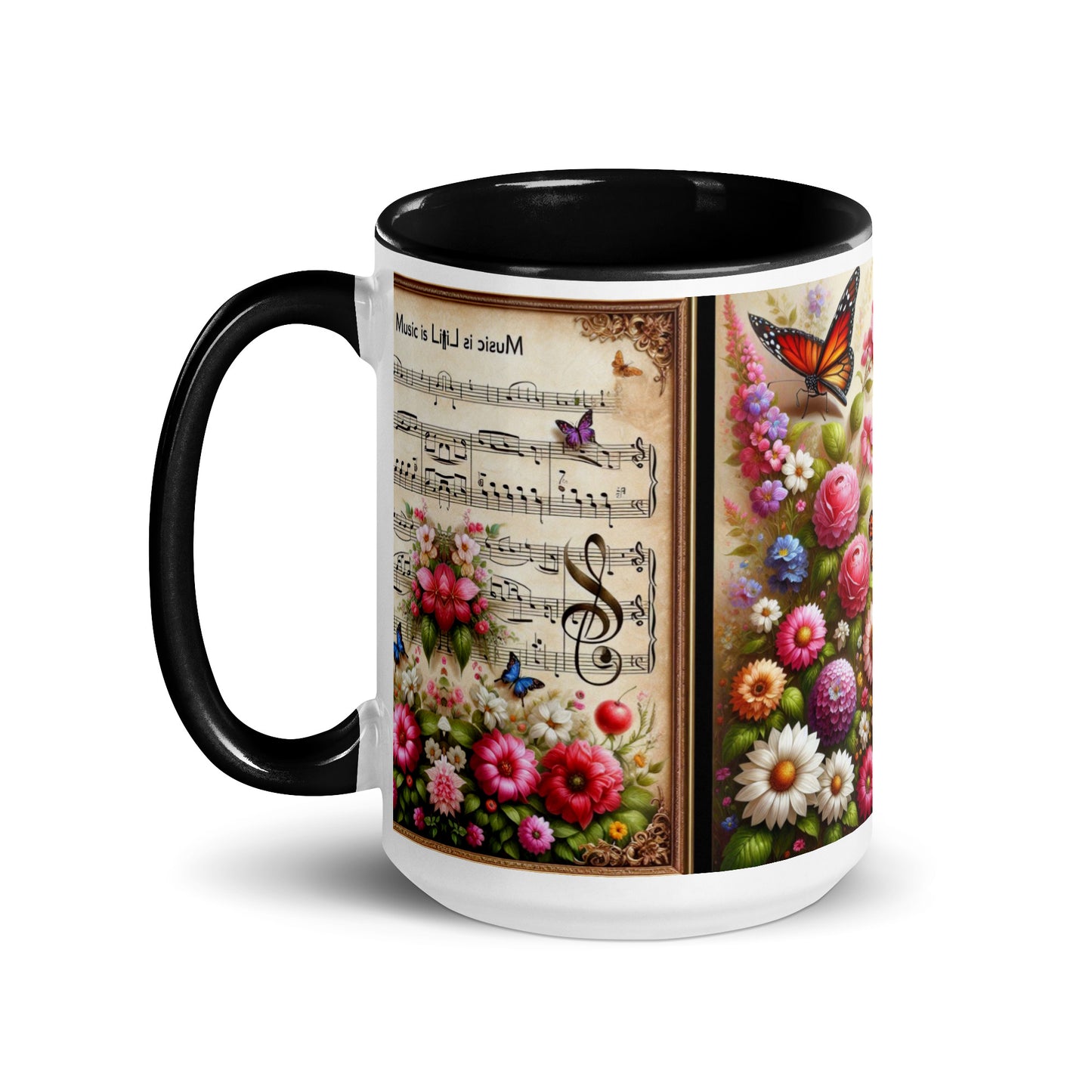 Tasse mit farbiger Innenseite 'Music is life', Teil meiner 'Music is life'-Kollektion