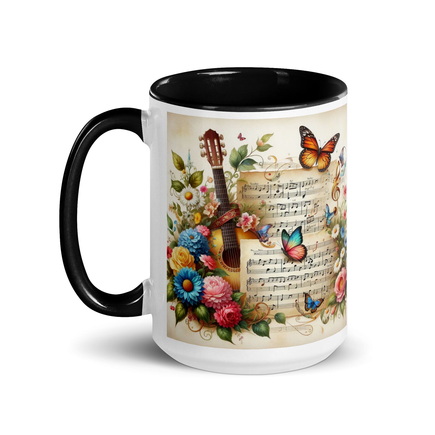 Tasse mit farbiger Innenseite 'Music is life', Teil meiner 'Music is life'-Kollektion