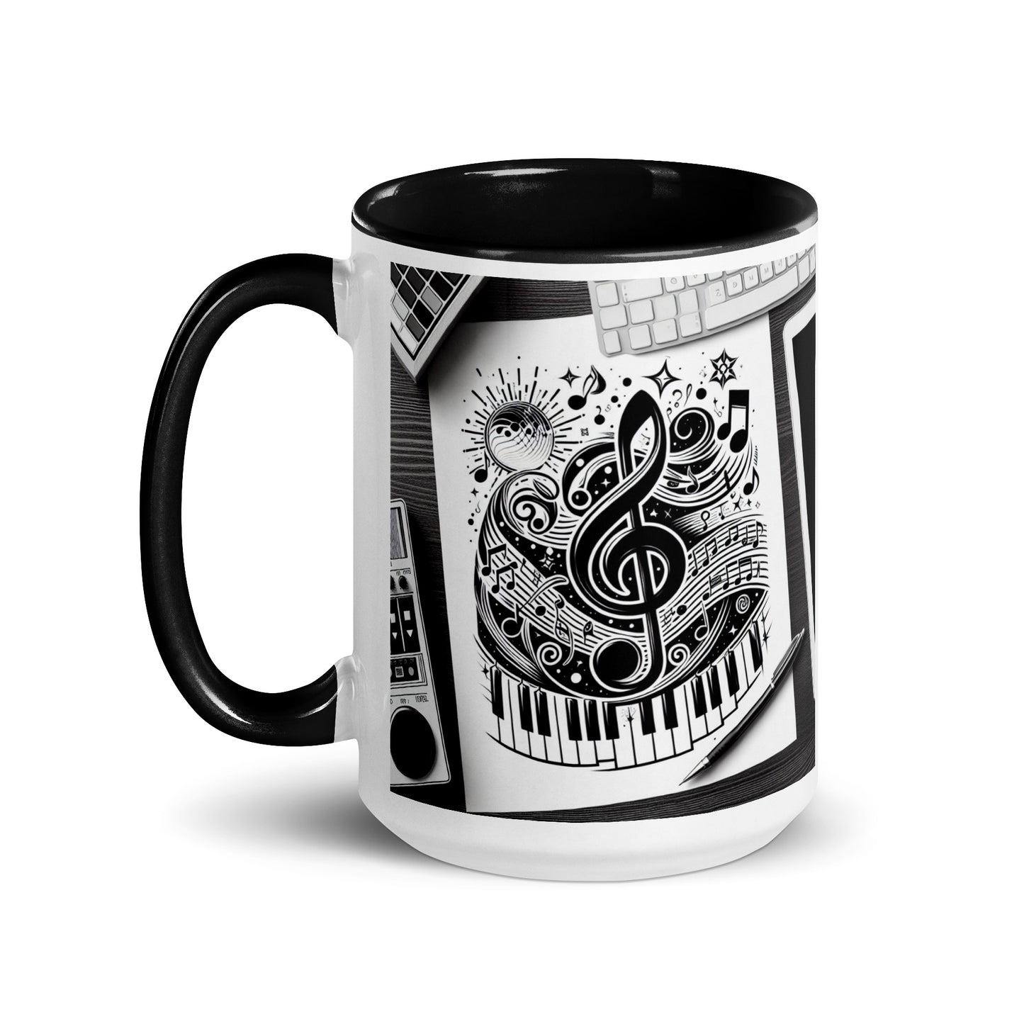 Tasse mit farbiger Innenseite 'Music is life', Teil meiner 'Music is life'-Kollektion