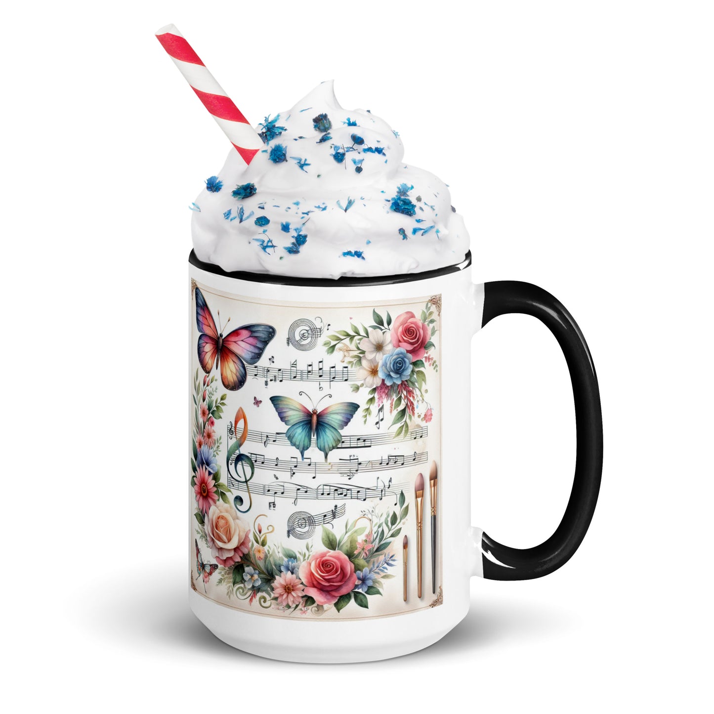 Tasse mit farbiger Innenseite 'Music is life', Teil meiner 'Music is life'-Kollektion