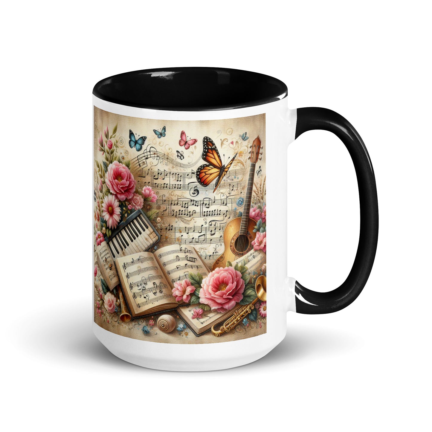 Tasse mit farbiger Innenseite 'Music is life', Teil meiner 'Music is life'-Kollektion