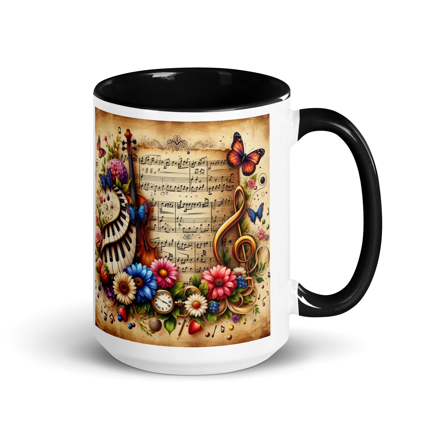 Tasse mit farbiger Innenseite 'Music is life', Teil meiner 'Music is life'-Kollektion