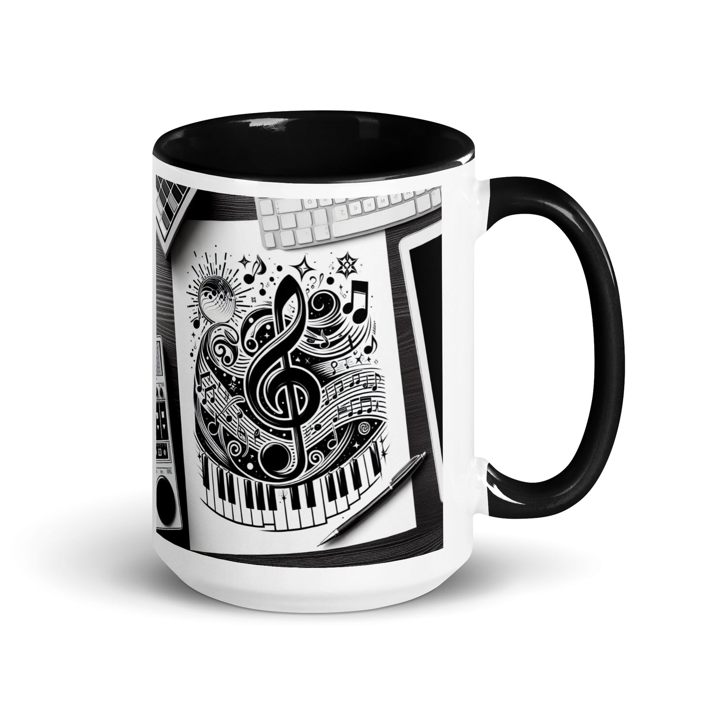 Tasse mit farbiger Innenseite 'Music is life', Teil meiner 'Music is life'-Kollektion