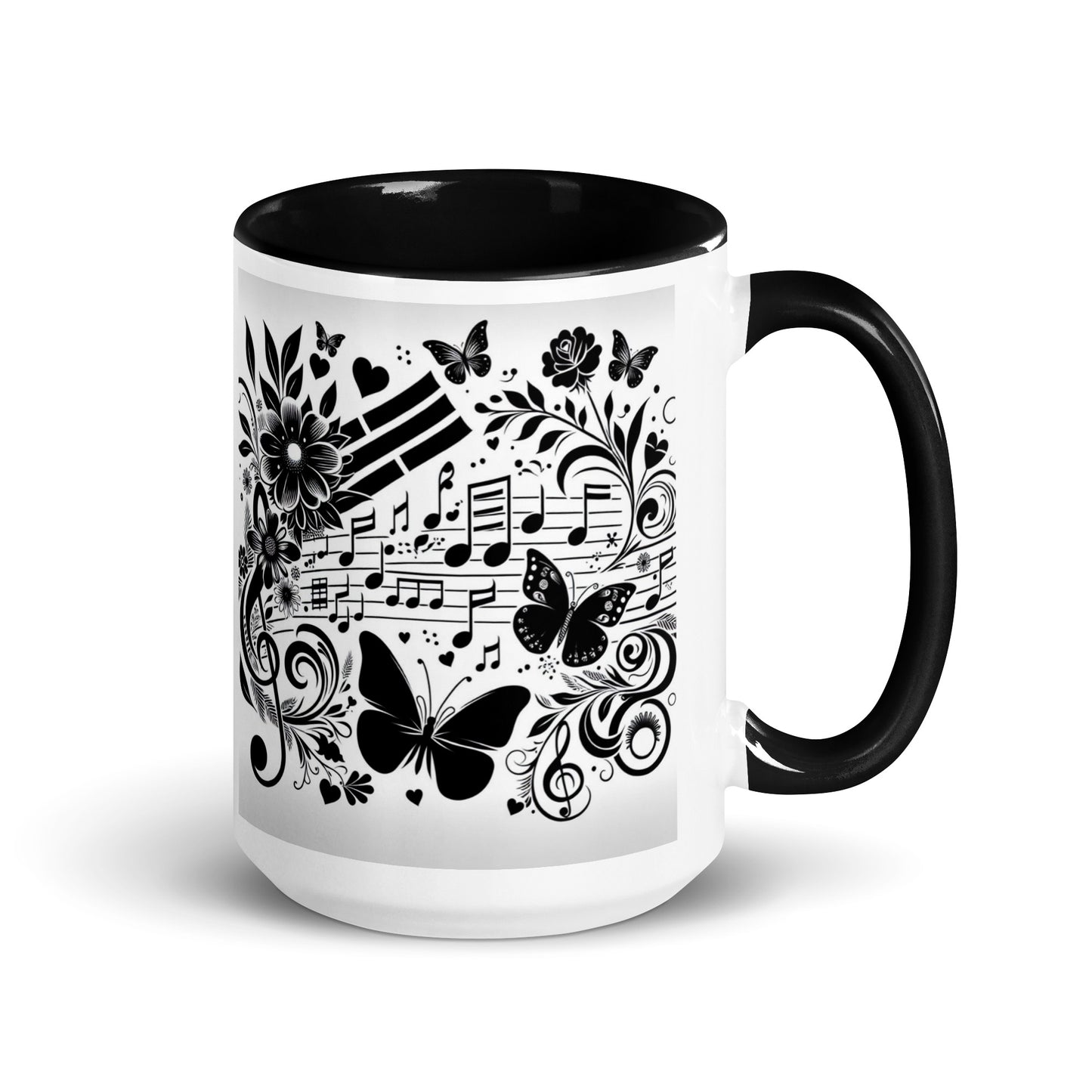 Tasse mit farbiger Innenseite 'Music is life', Teil meiner 'Music is life'-Kollektion