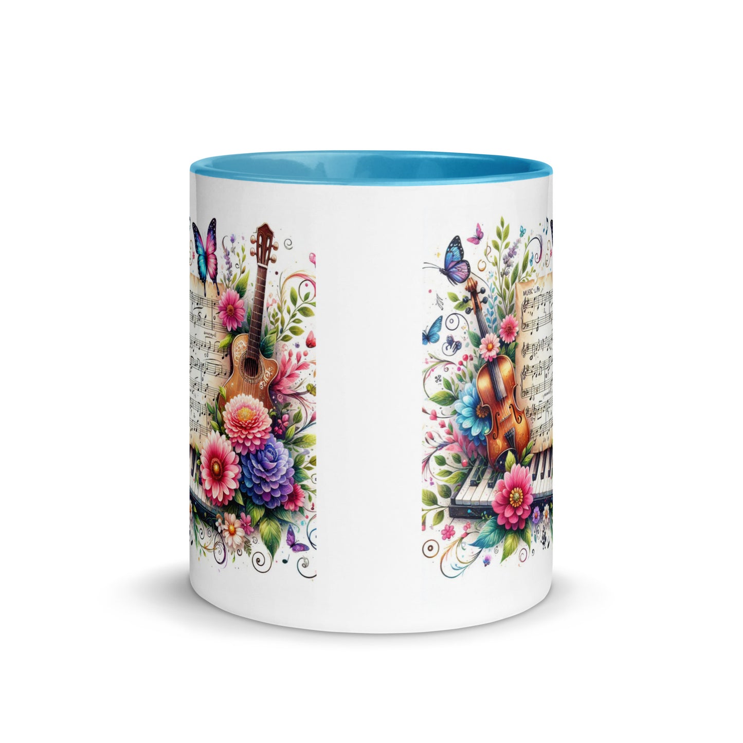 Tasse mit farbiger Innenseite 'Music is life', Teil meiner 'Music is life'-Kollektion