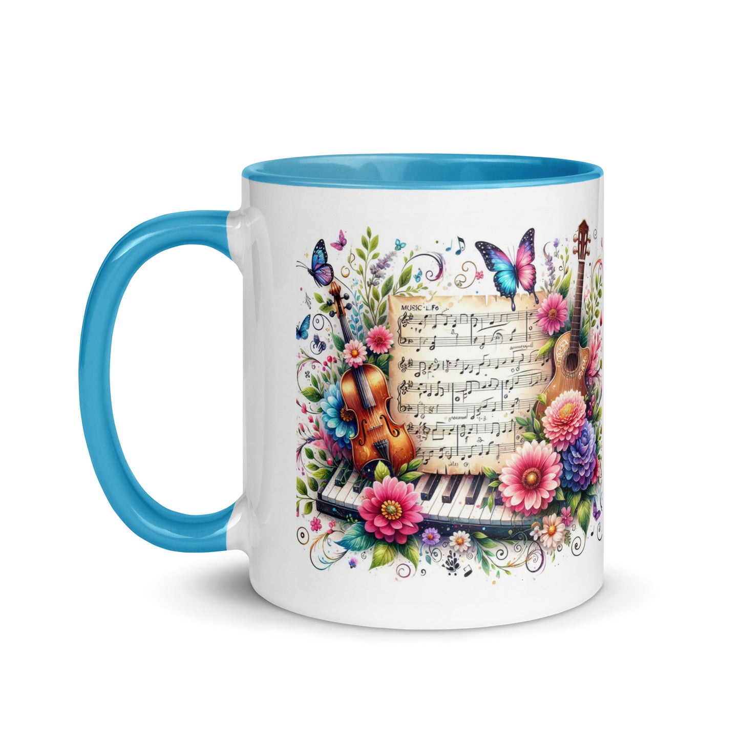 Tasse mit farbiger Innenseite 'Music is life', Teil meiner 'Music is life'-Kollektion