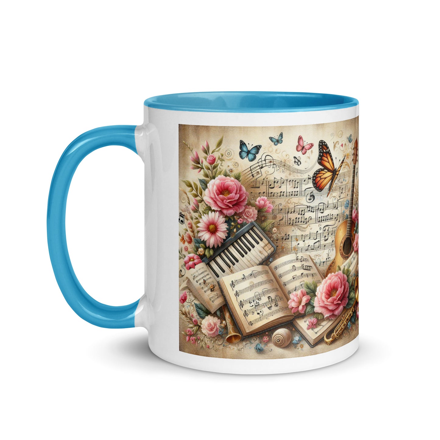 Tasse mit farbiger Innenseite 'Music is life', Teil meiner 'Music is life'-Kollektion