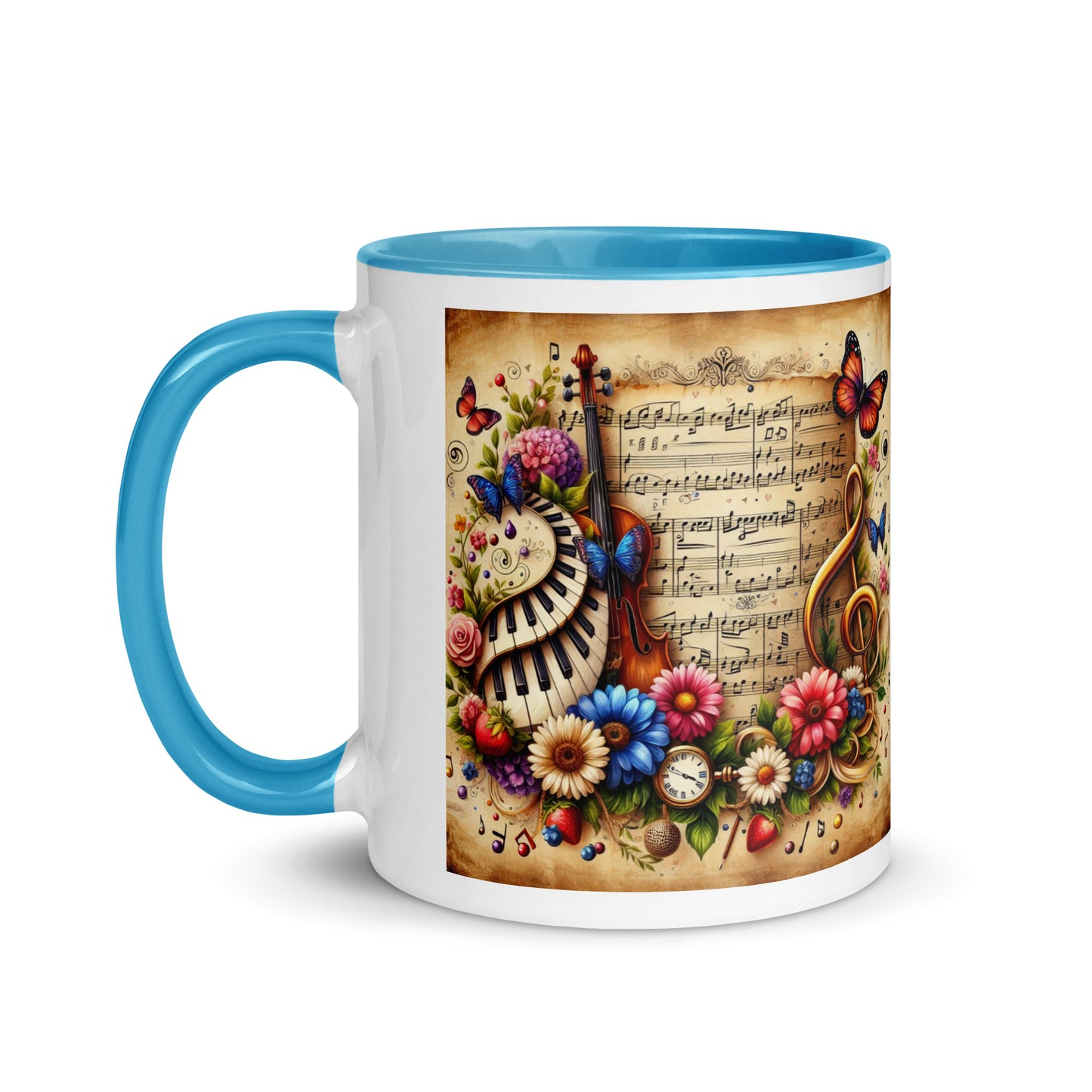 Tasse mit farbiger Innenseite 'Music is life', Teil meiner 'Music is life'-Kollektion