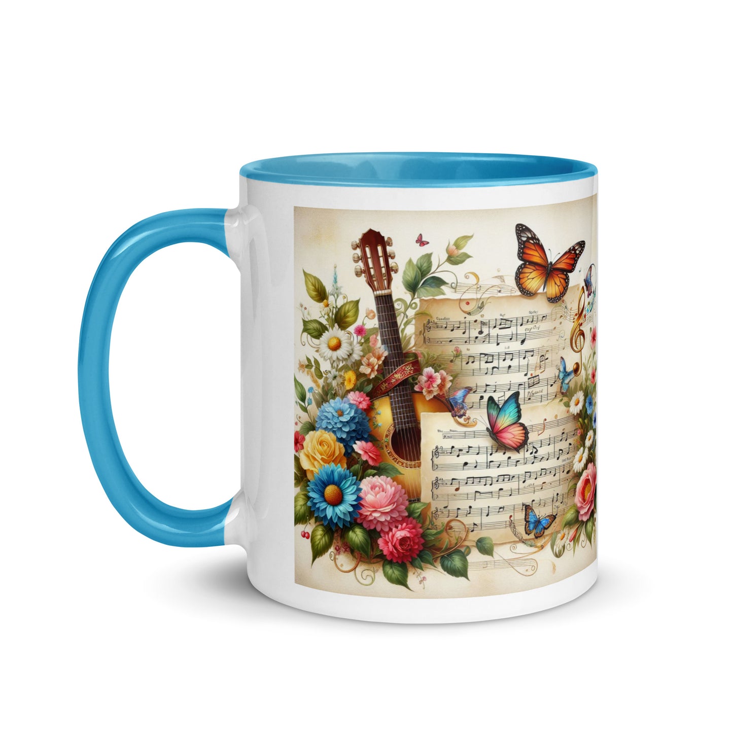 Tasse mit farbiger Innenseite 'Music is life', Teil meiner 'Music is life'-Kollektion