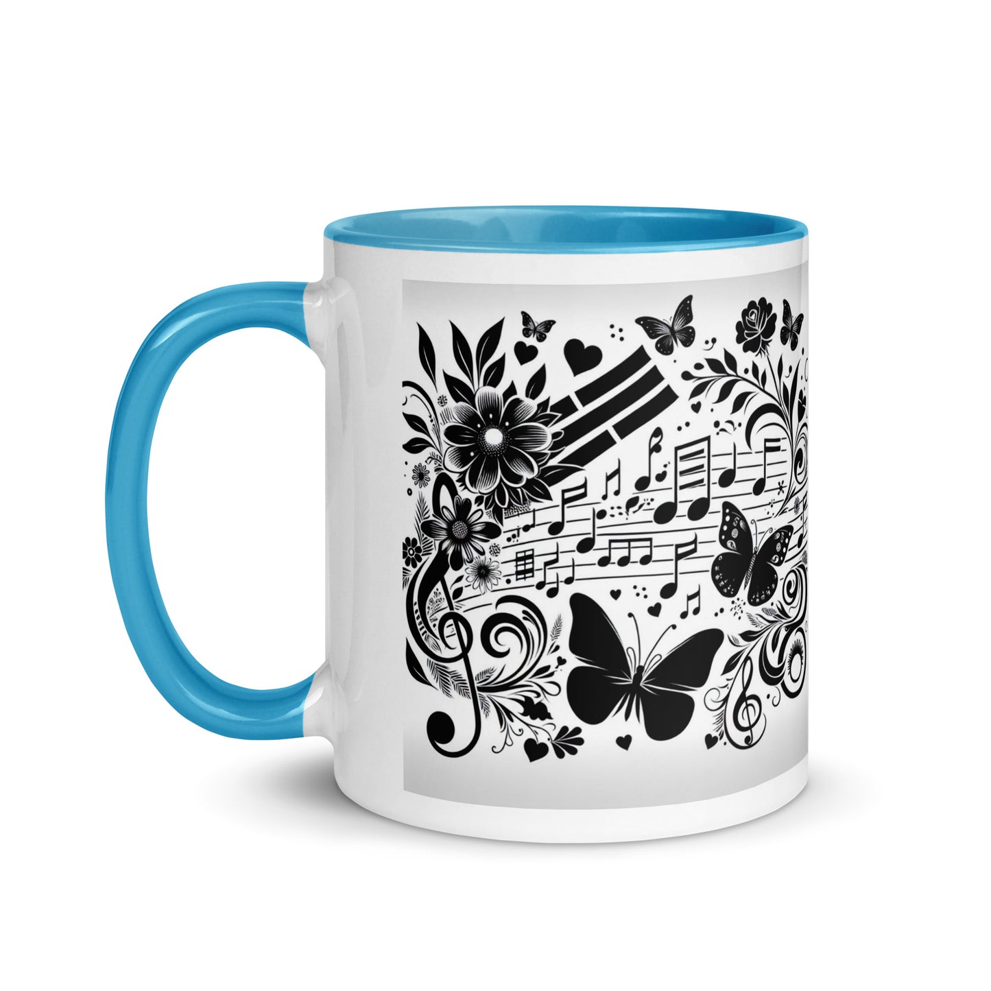 Tasse mit farbiger Innenseite 'Music is life', Teil meiner 'Music is life'-Kollektion