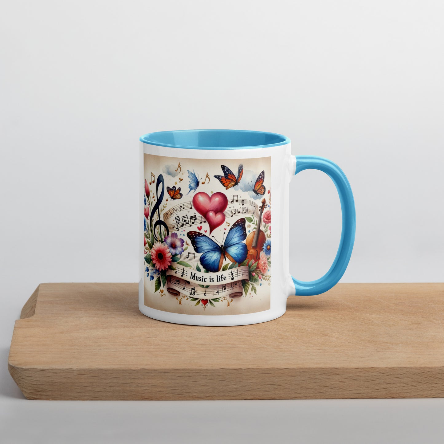 Tasse mit farbiger Innenseite 'Music is life', Teil meiner 'Music is life'-Kollektion