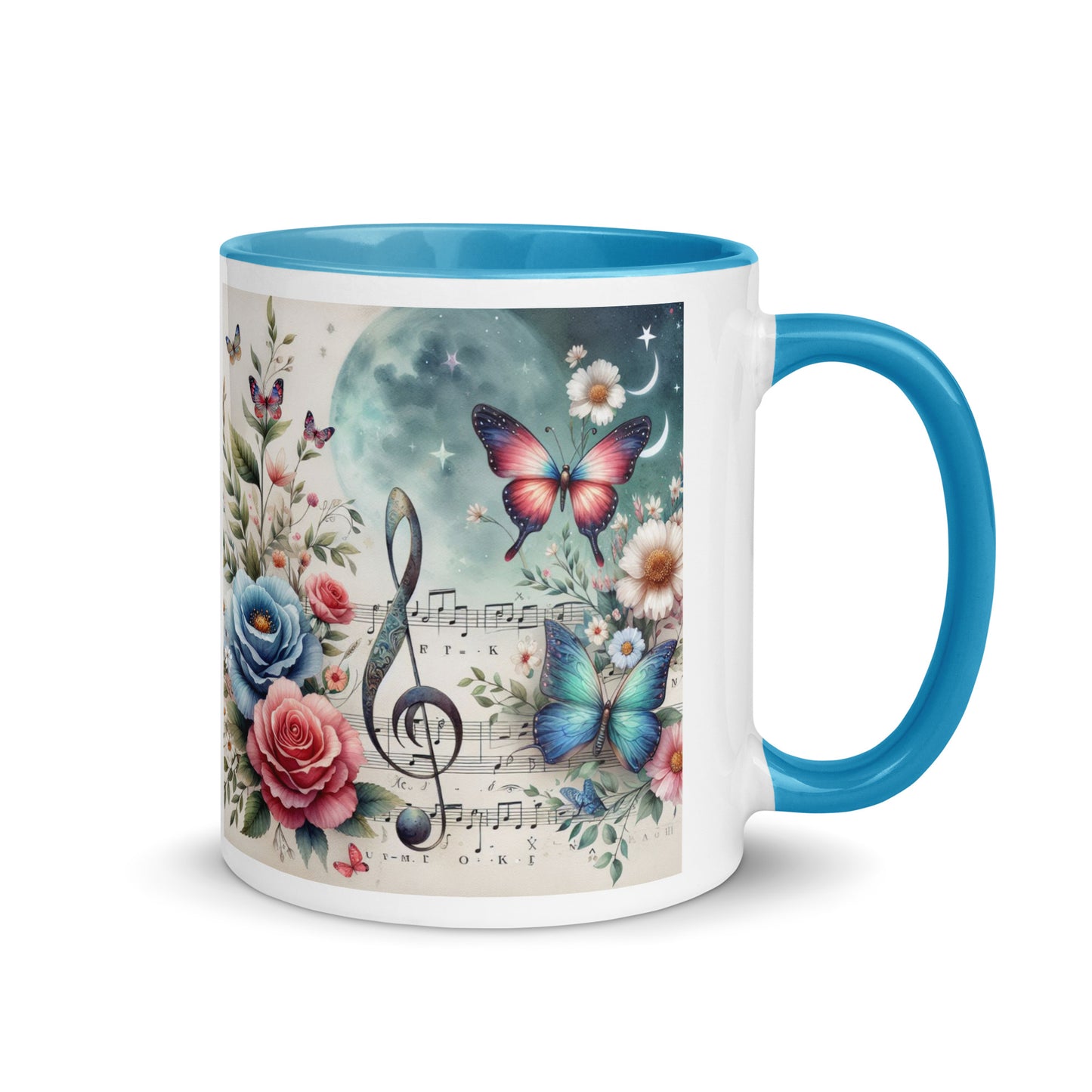 Tasse mit farbiger Innenseite 'Music is life', Teil meiner 'Music is life'-Kollektion