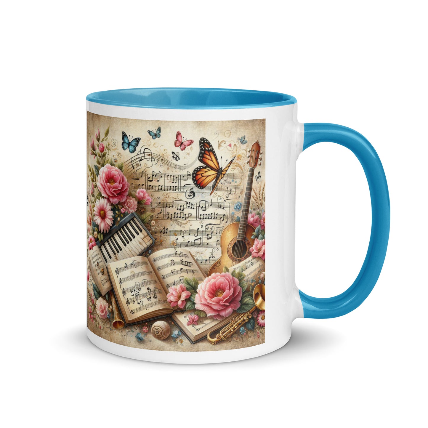 Tasse mit farbiger Innenseite 'Music is life', Teil meiner 'Music is life'-Kollektion