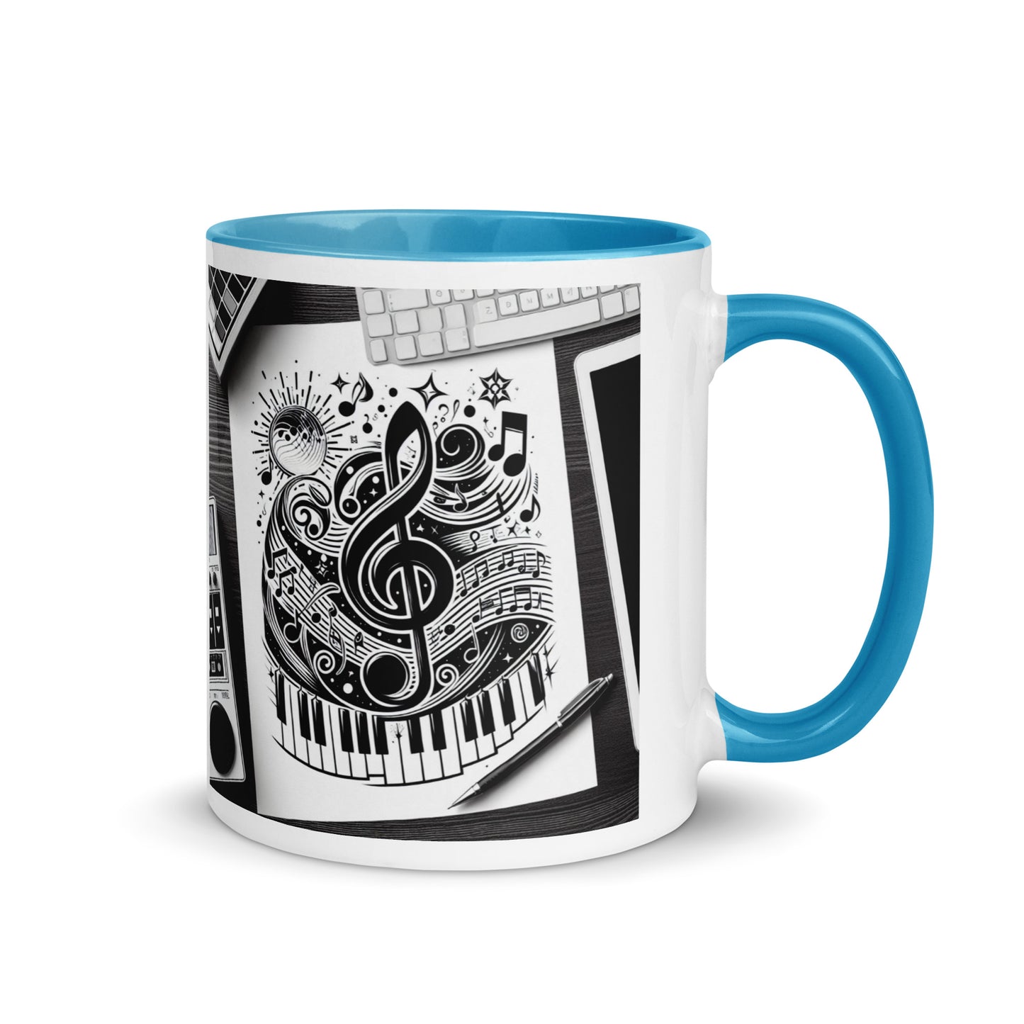 Tasse mit farbiger Innenseite 'Music is life', Teil meiner 'Music is life'-Kollektion