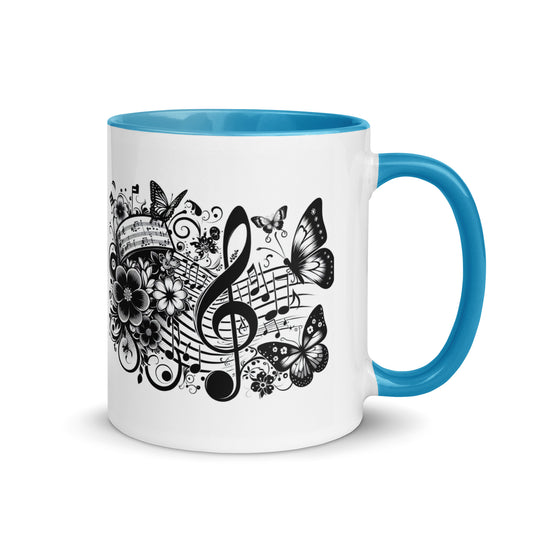 Tasse mit farbiger Innenseite 'Music is life', Teil meiner 'Music is life'-Kollektion