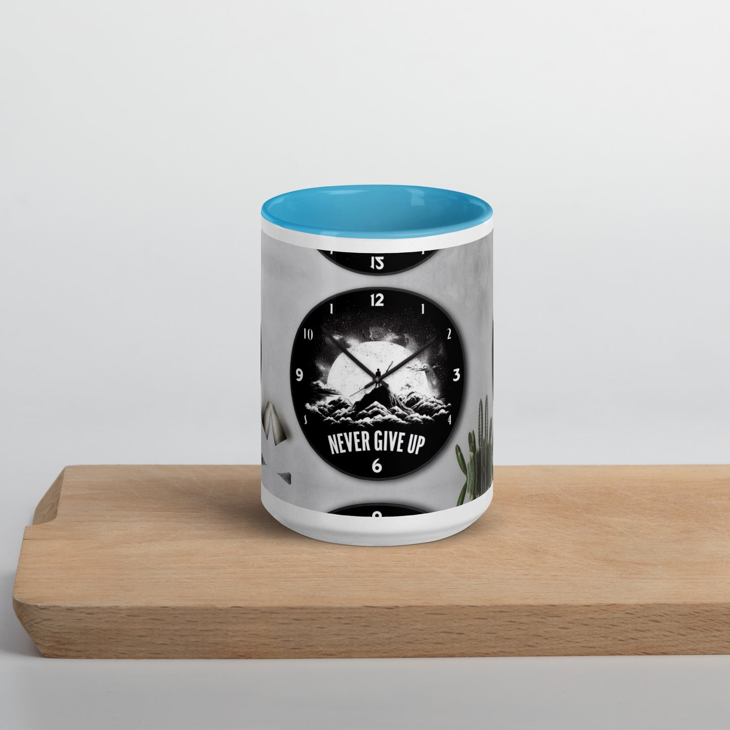 Tasse mit farbiger Innenseite 'Never give up'