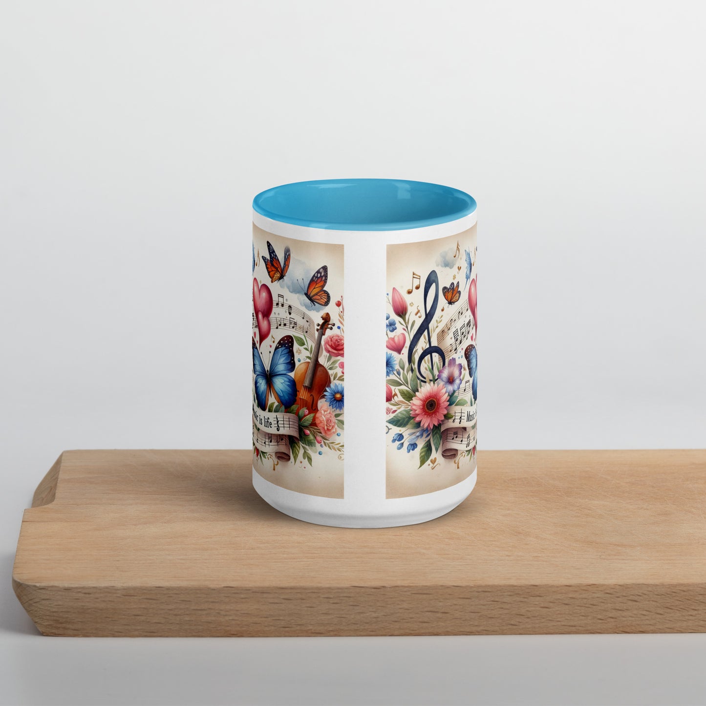 Tasse mit farbiger Innenseite 'Music is life', Teil meiner 'Music is life'-Kollektion