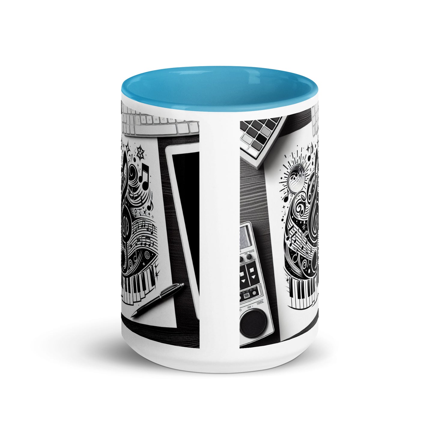 Tasse mit farbiger Innenseite 'Music is life', Teil meiner 'Music is life'-Kollektion