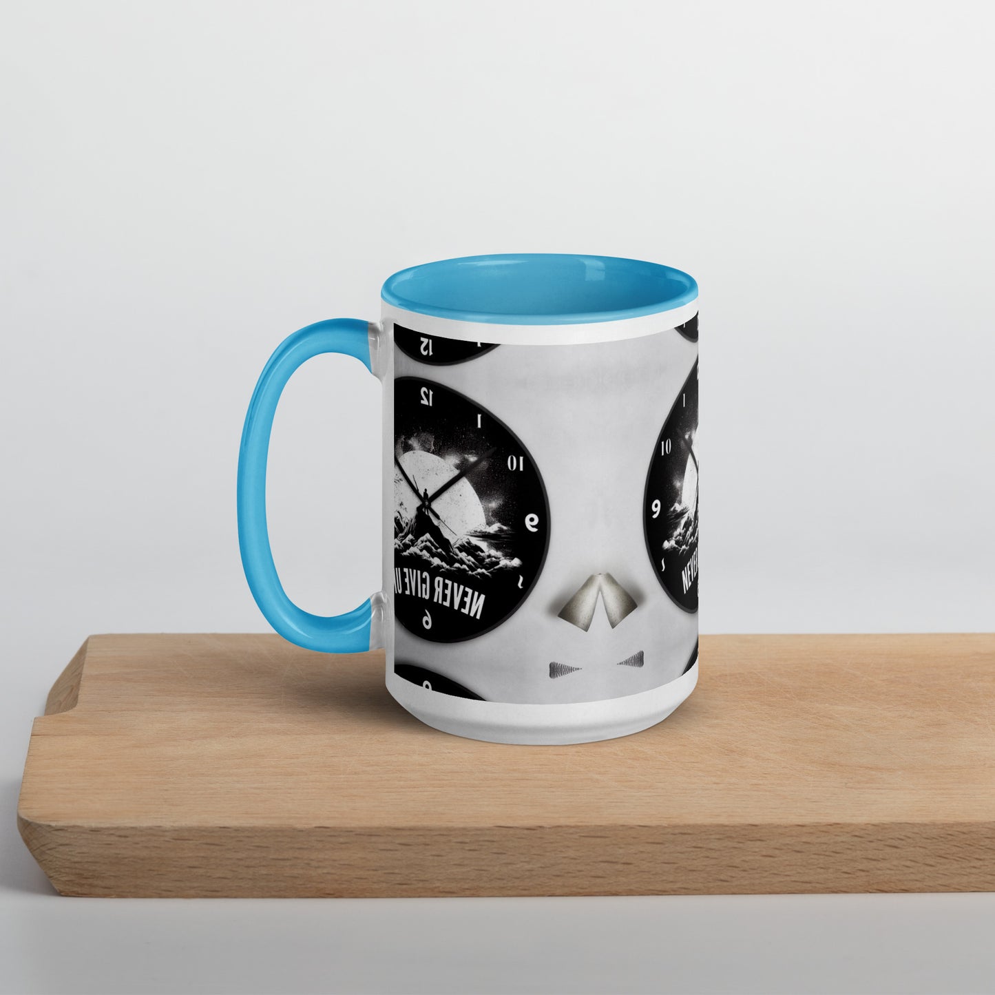 Tasse mit farbiger Innenseite 'Never give up'