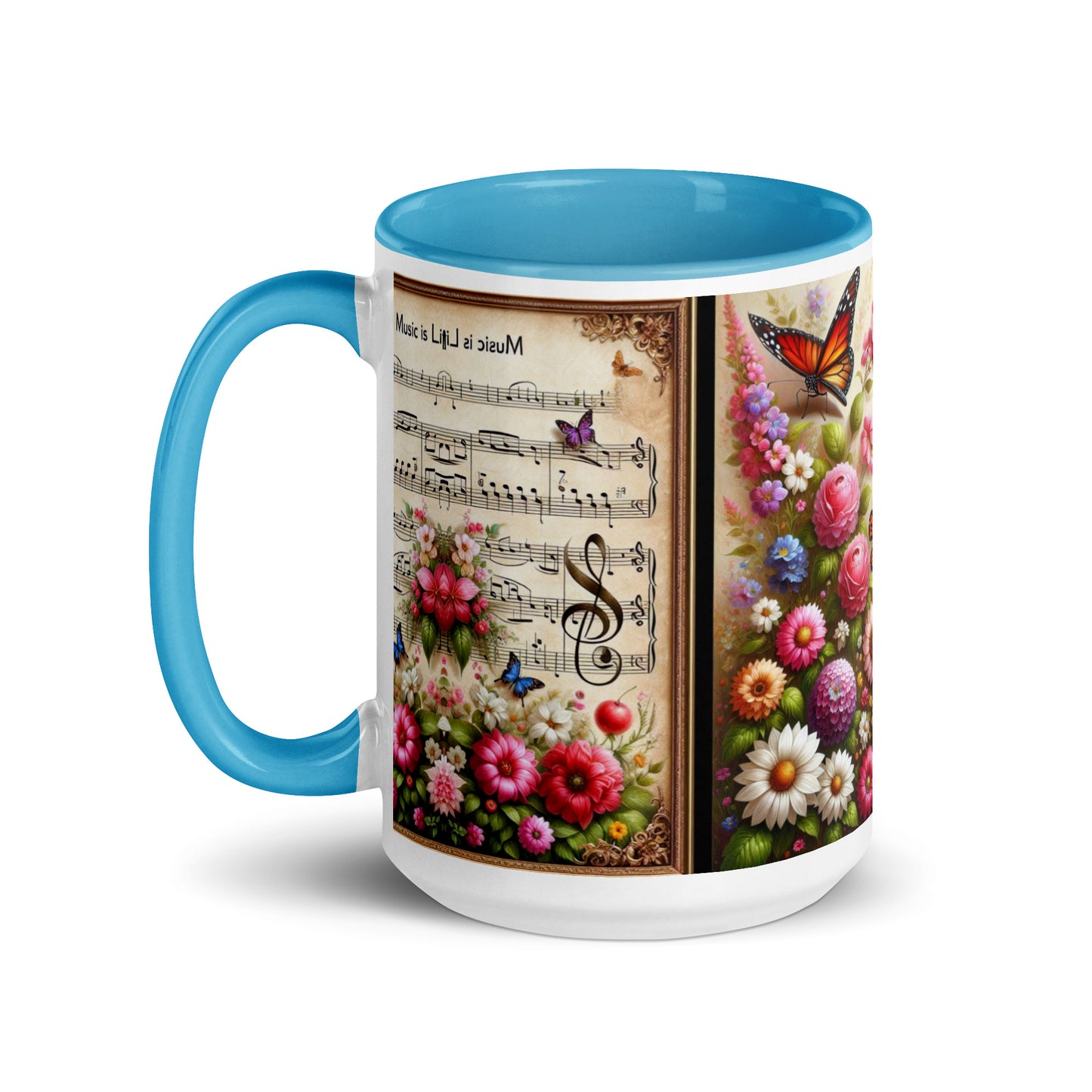 Tasse mit farbiger Innenseite 'Music is life', Teil meiner 'Music is life'-Kollektion