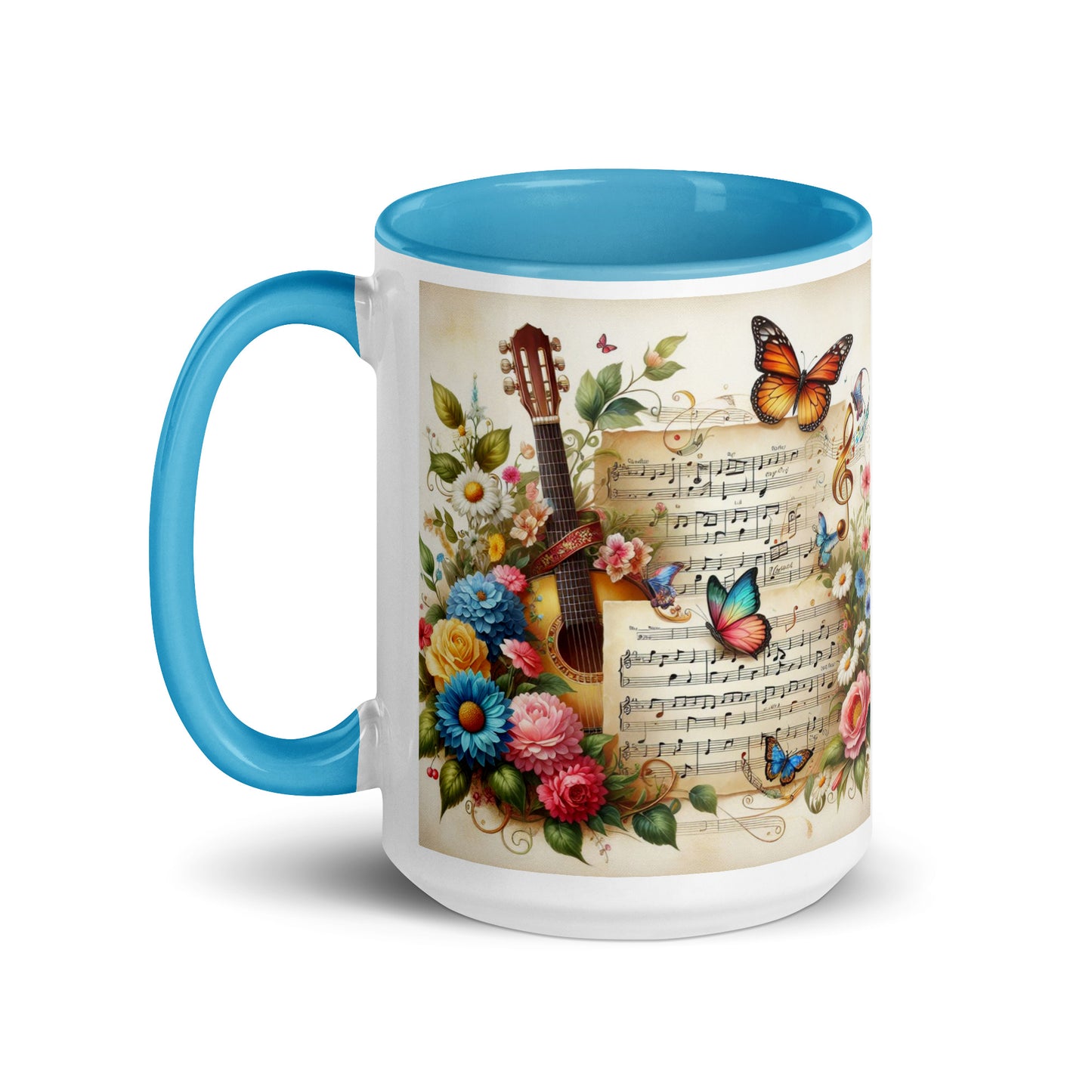 Tasse mit farbiger Innenseite 'Music is life', Teil meiner 'Music is life'-Kollektion