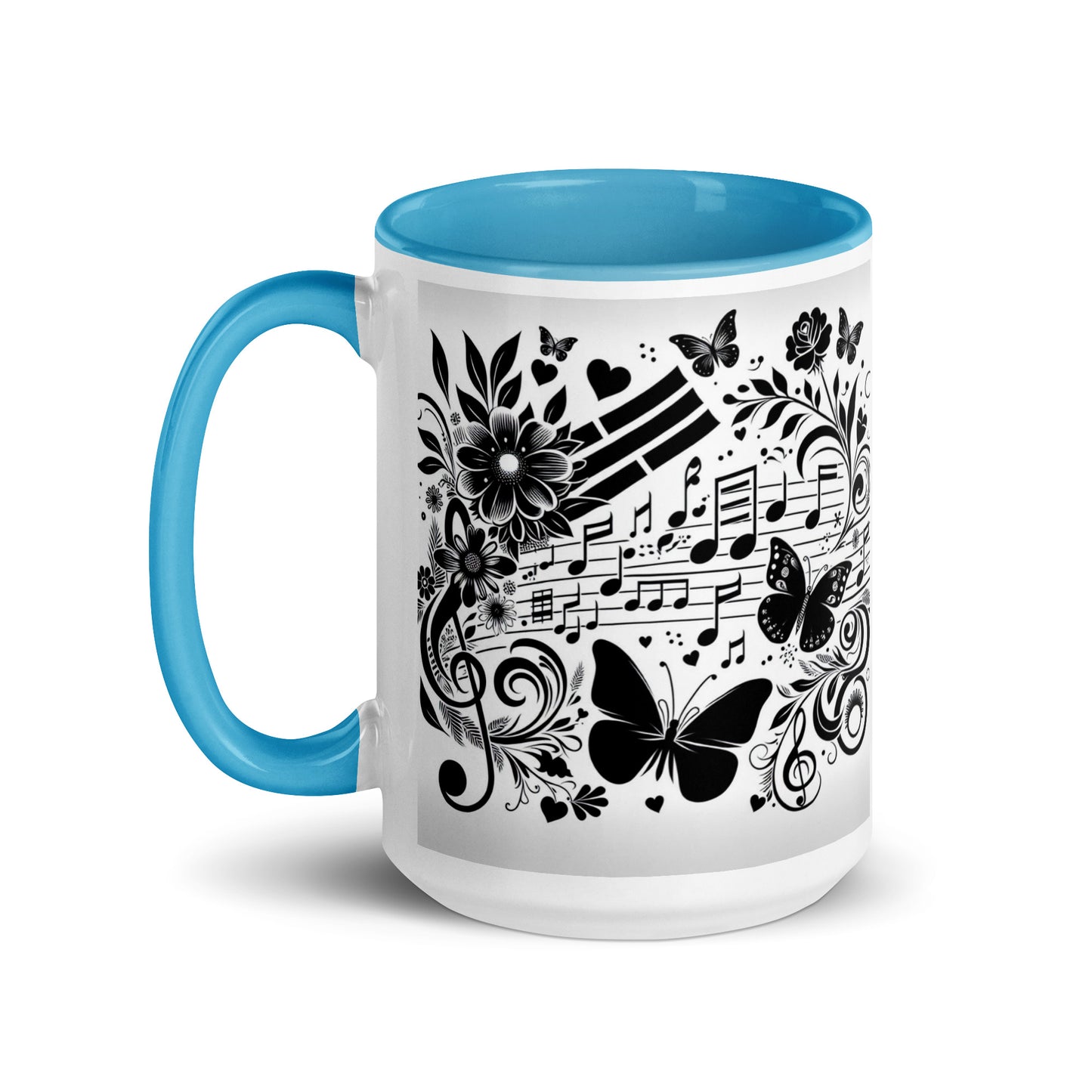 Tasse mit farbiger Innenseite 'Music is life', Teil meiner 'Music is life'-Kollektion