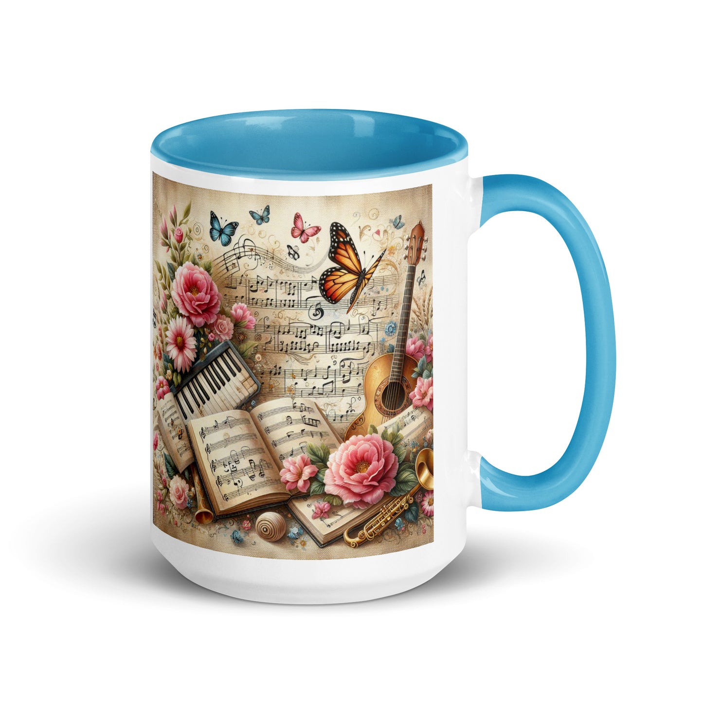 Tasse mit farbiger Innenseite 'Music is life', Teil meiner 'Music is life'-Kollektion