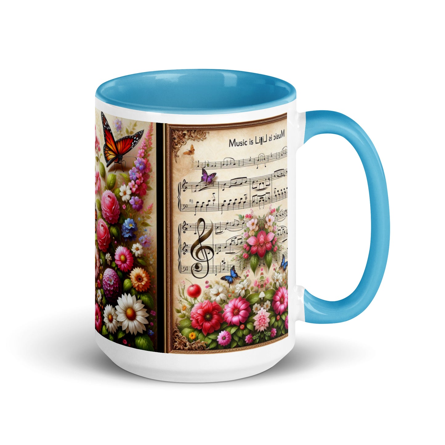 Tasse mit farbiger Innenseite 'Music is life', Teil meiner 'Music is life'-Kollektion