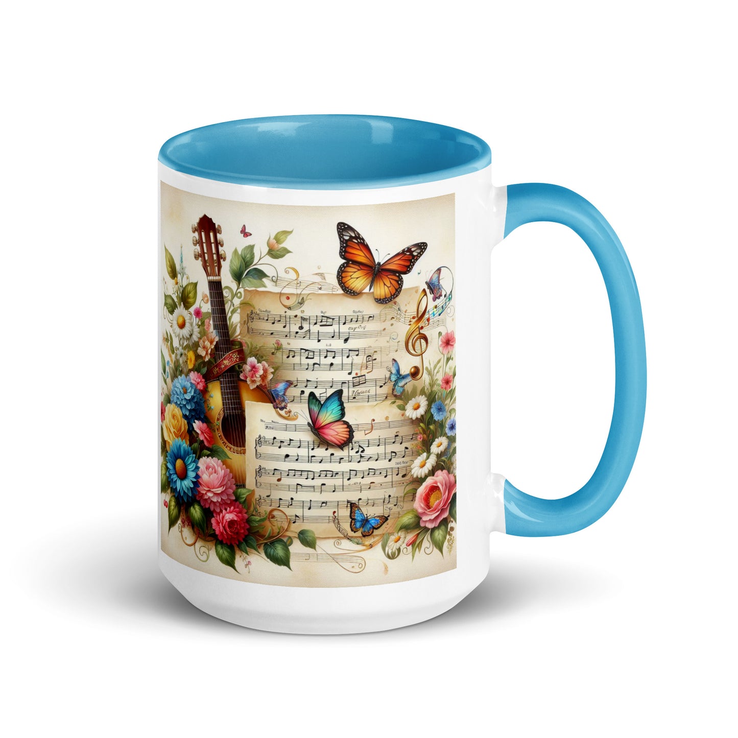 Tasse mit farbiger Innenseite 'Music is life', Teil meiner 'Music is life'-Kollektion