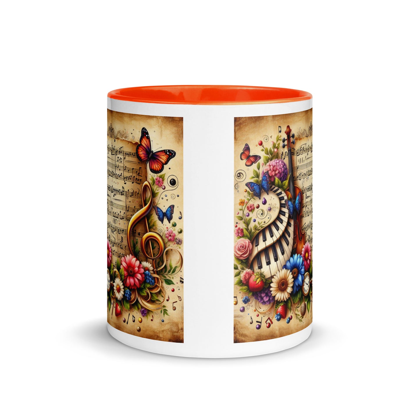 Tasse mit farbiger Innenseite 'Music is life', Teil meiner 'Music is life'-Kollektion