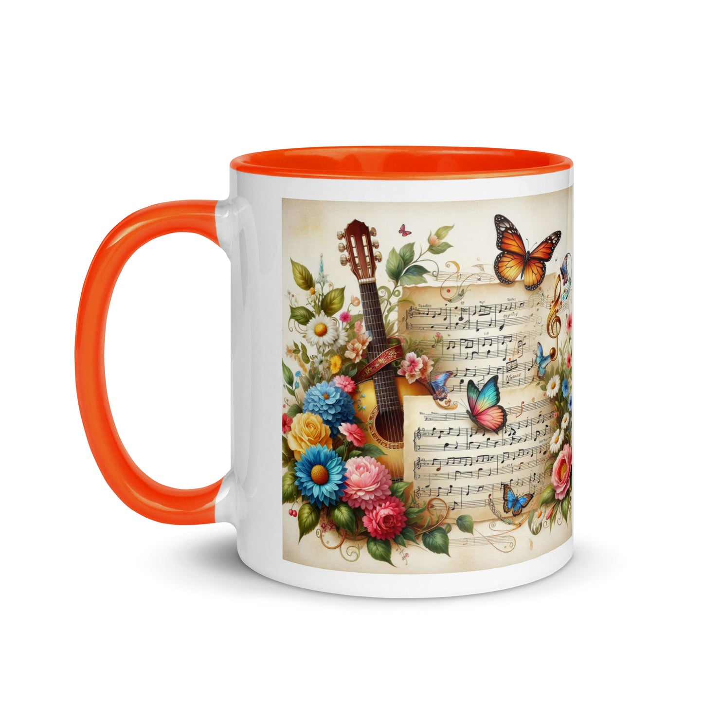 Tasse mit farbiger Innenseite 'Music is life', Teil meiner 'Music is life'-Kollektion