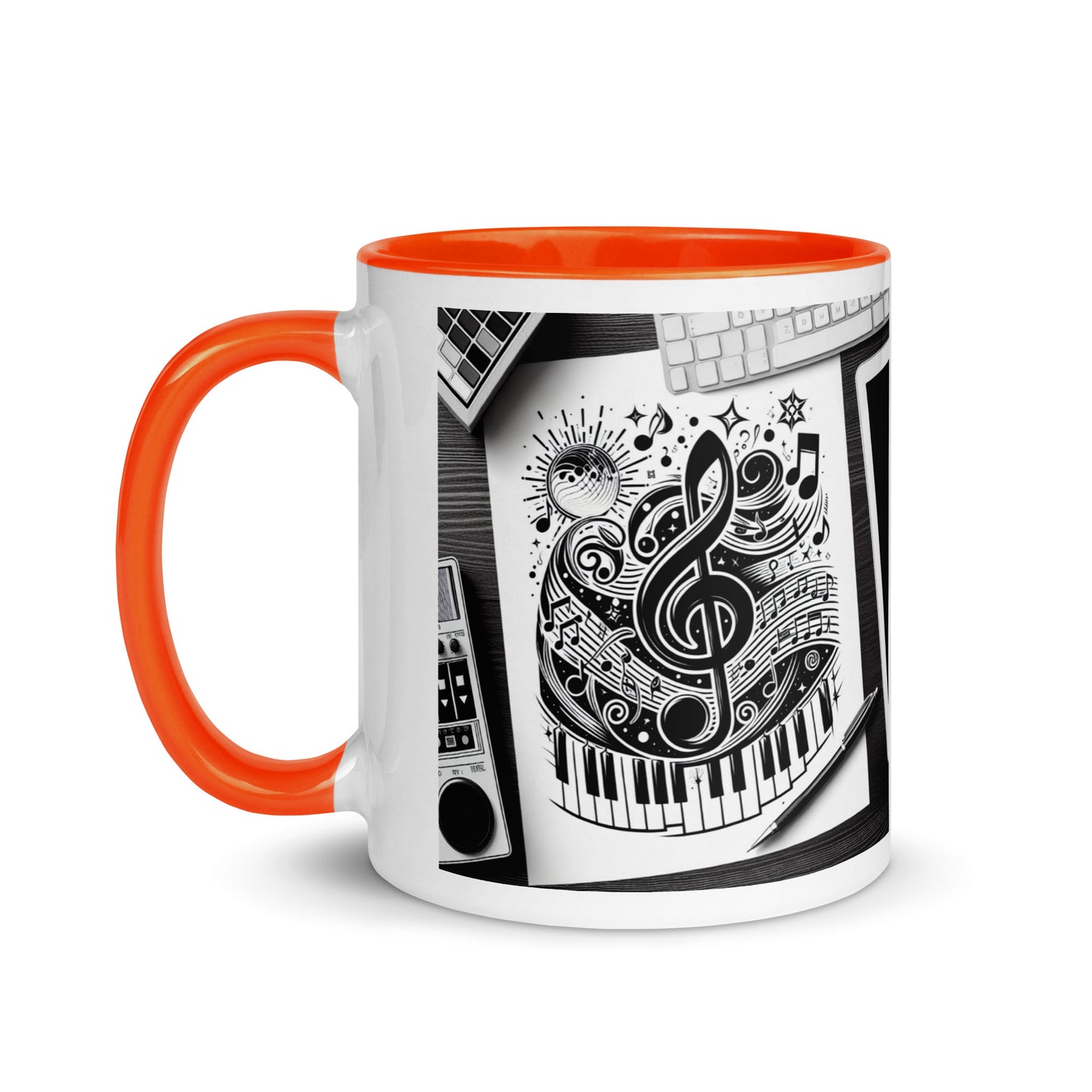 Tasse mit farbiger Innenseite 'Music is life', Teil meiner 'Music is life'-Kollektion