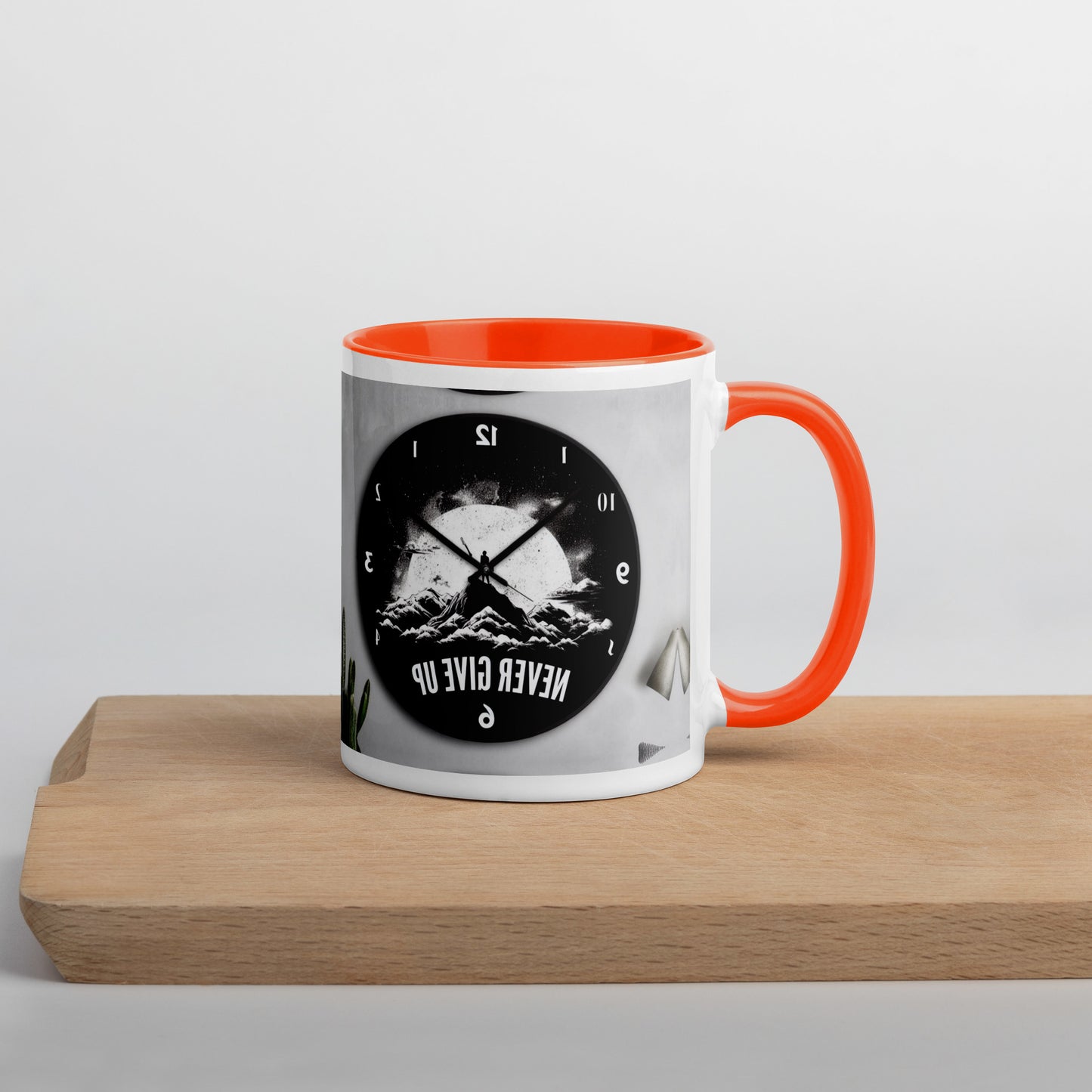 Tasse mit farbiger Innenseite 'Never give up'