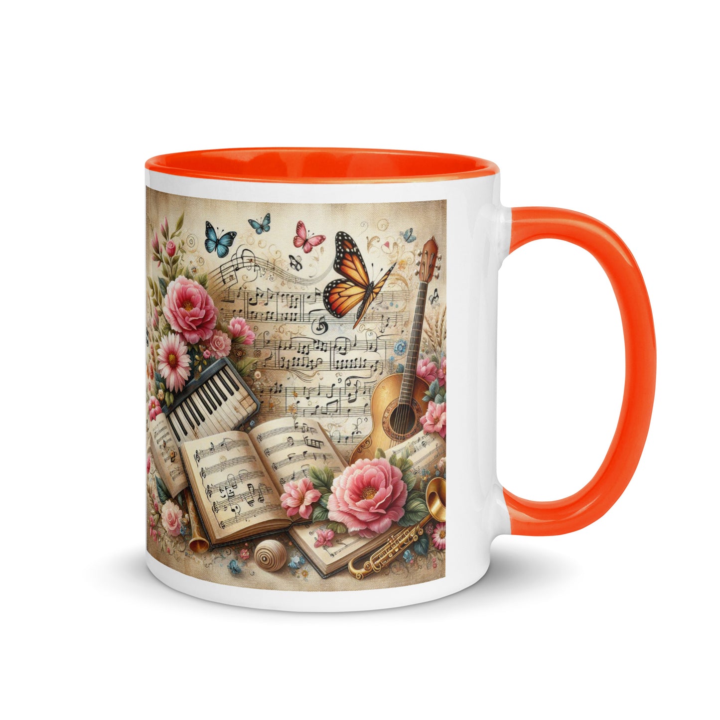 Tasse mit farbiger Innenseite 'Music is life', Teil meiner 'Music is life'-Kollektion