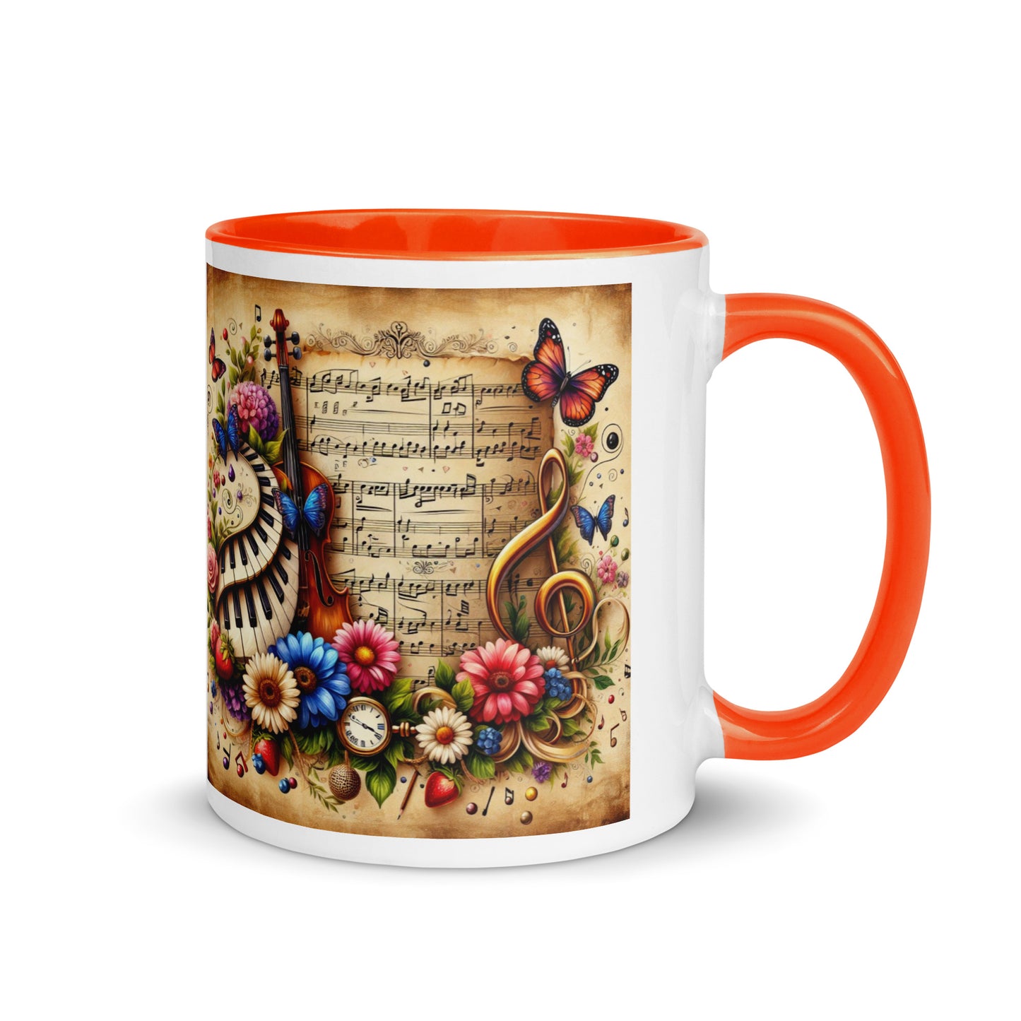 Tasse mit farbiger Innenseite 'Music is life', Teil meiner 'Music is life'-Kollektion