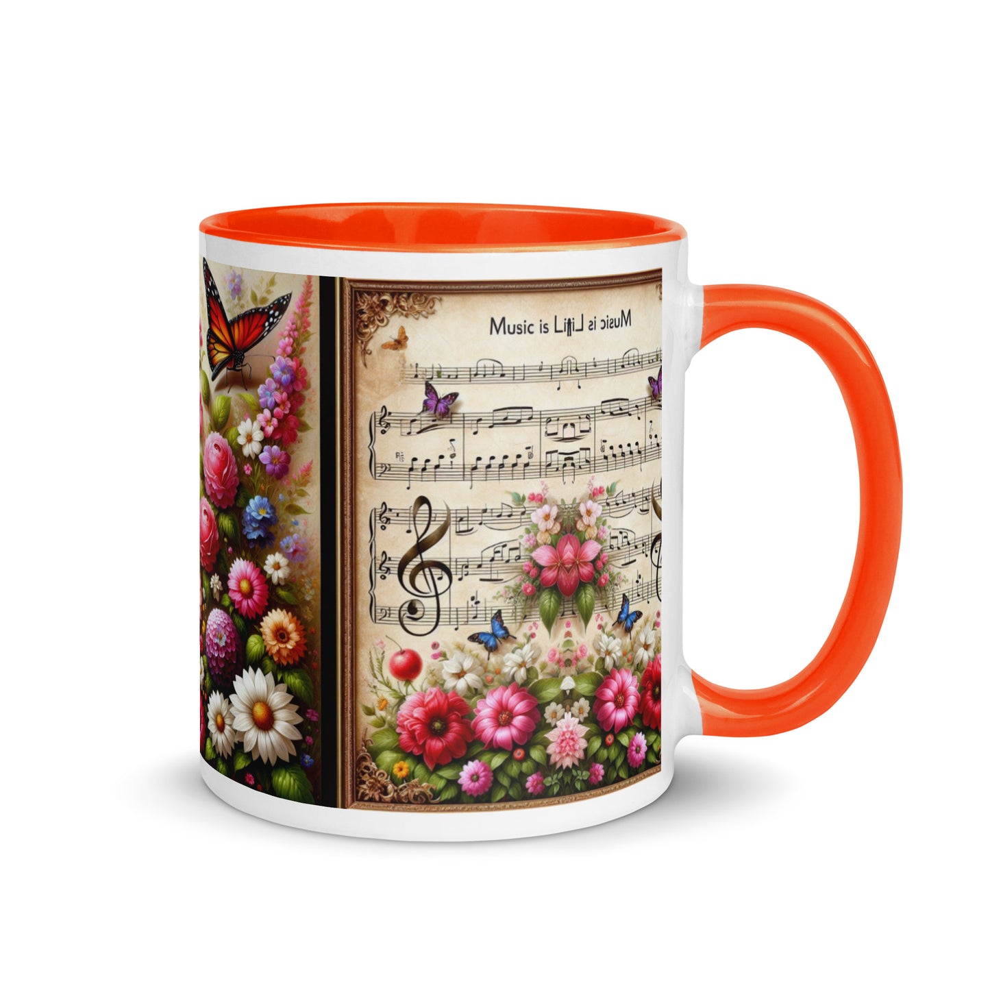 Tasse mit farbiger Innenseite 'Music is life', Teil meiner 'Music is life'-Kollektion