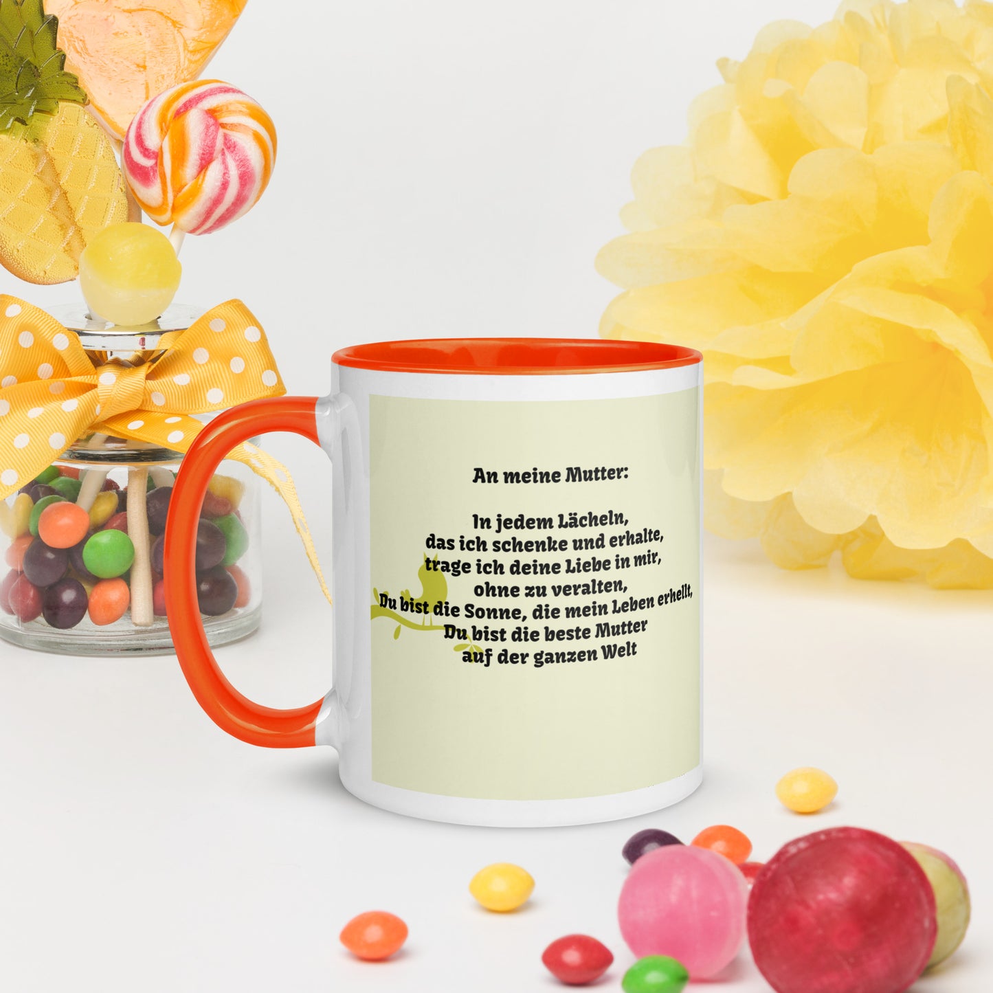 Tasse mit farbiger Innenseite (325 ml) "Happy mother's day"