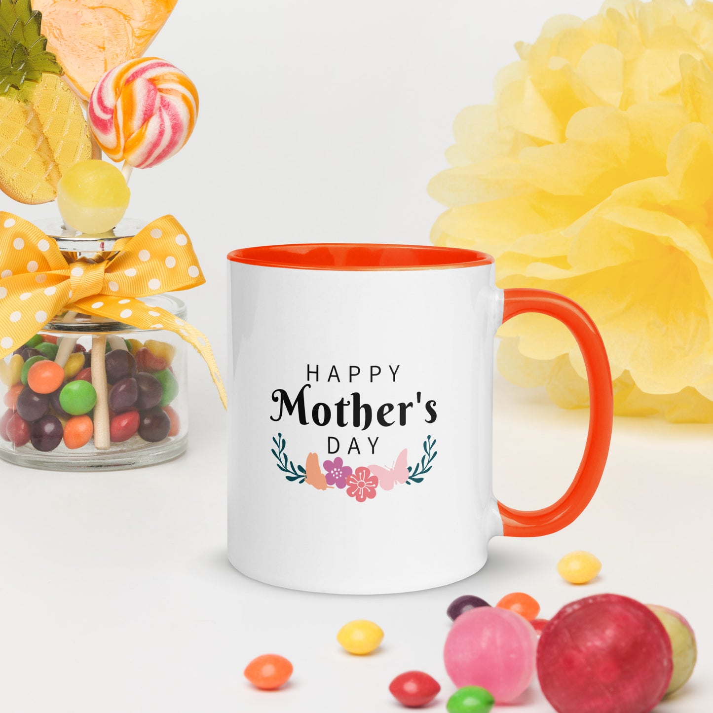 Tasse mit farbiger Innenseite (325 ml) "Happy mother's day"