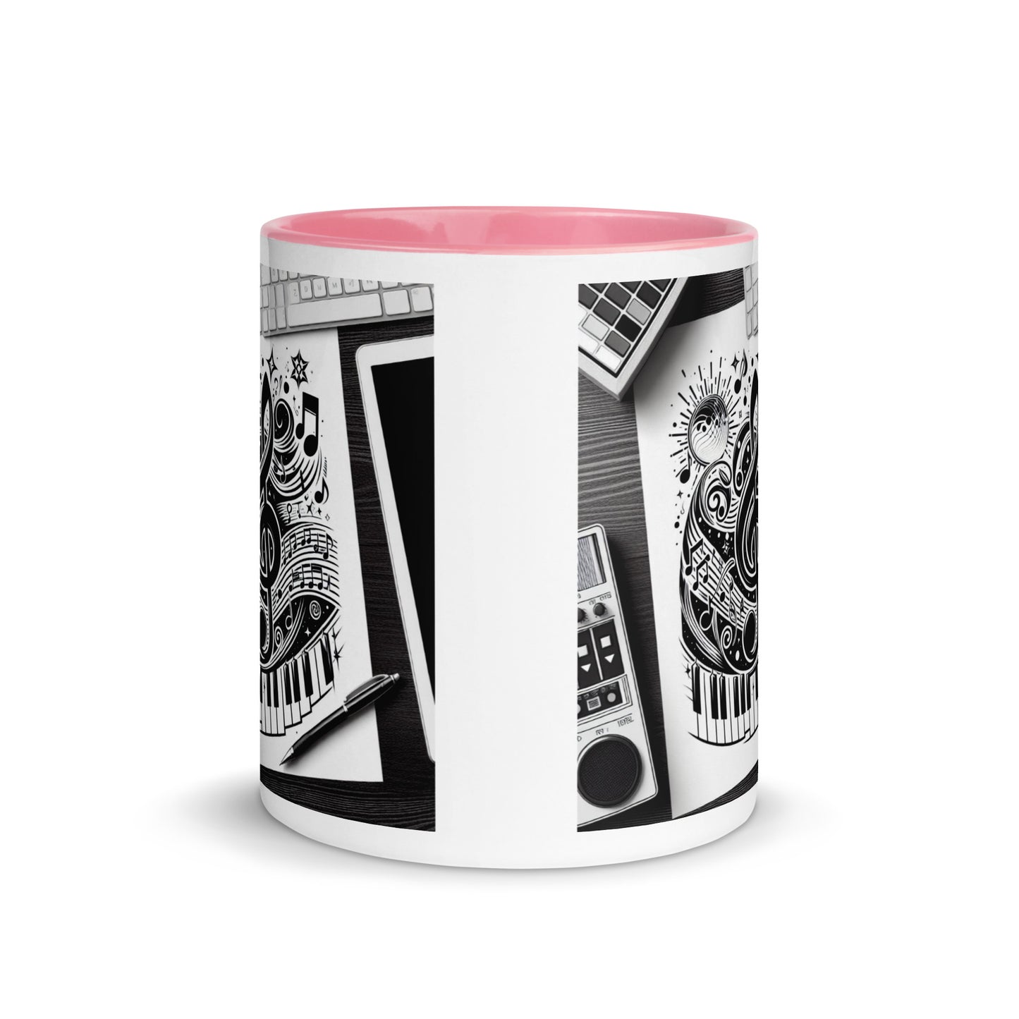 Tasse mit farbiger Innenseite 'Music is life', Teil meiner 'Music is life'-Kollektion