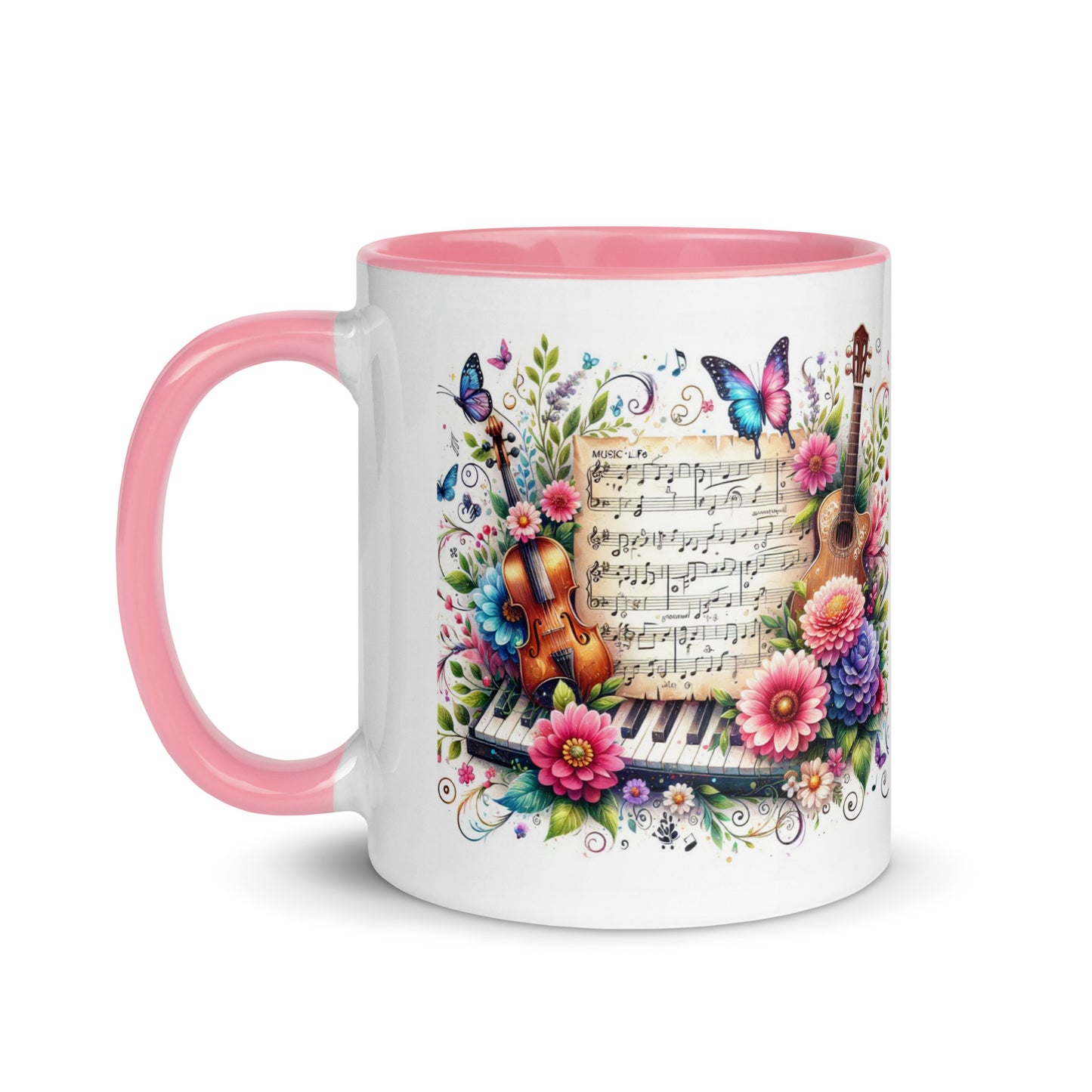 Tasse mit farbiger Innenseite 'Music is life', Teil meiner 'Music is life'-Kollektion