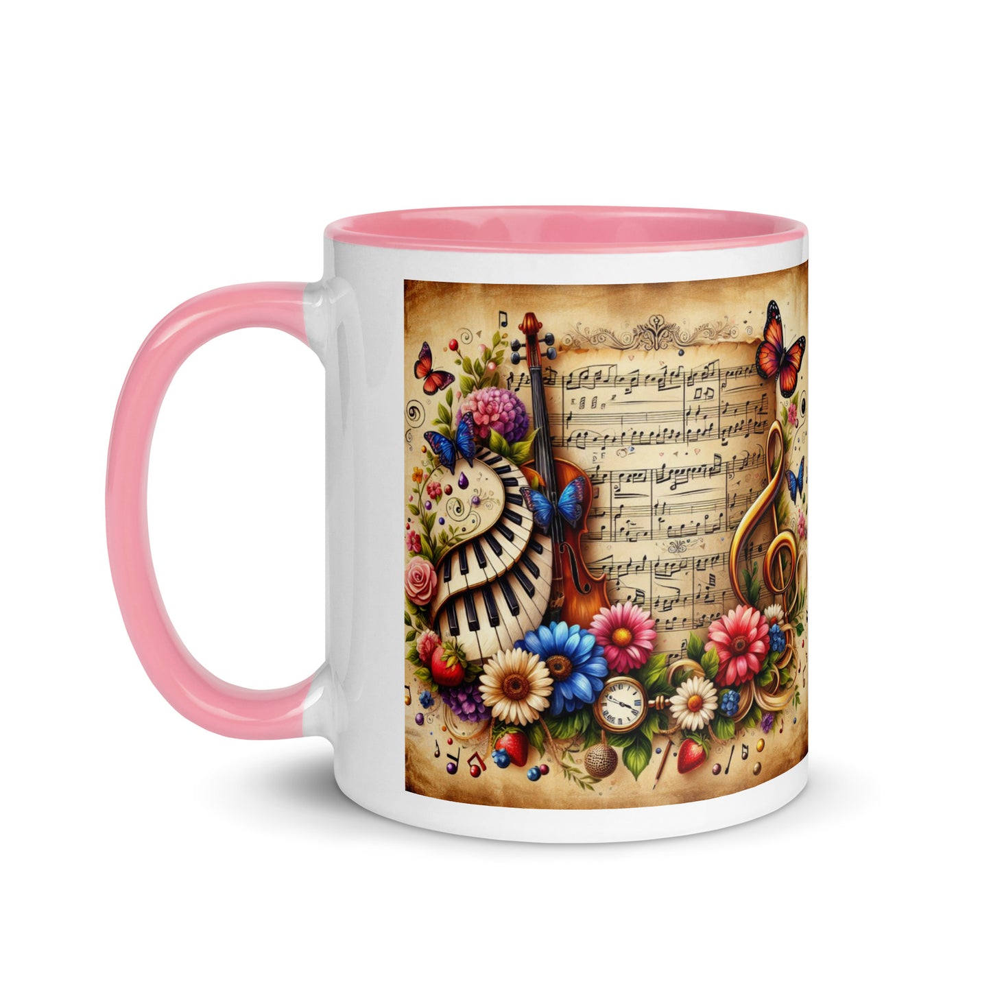 Tasse mit farbiger Innenseite 'Music is life', Teil meiner 'Music is life'-Kollektion